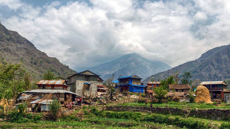 Typical mountain village in Nepal