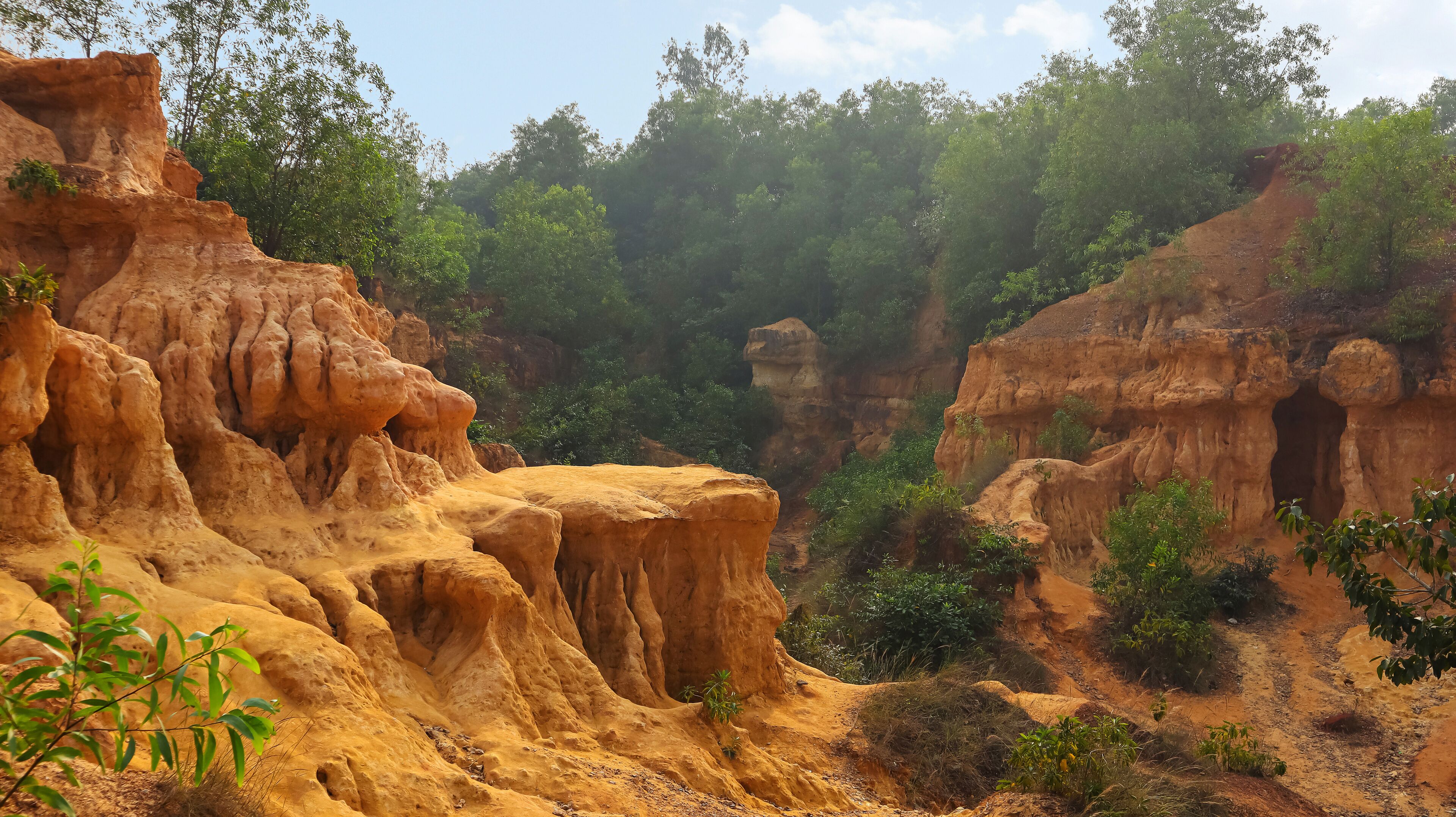 Wide view of the Gangani Grand Canyon, also known as Bengal’s Grand Canyon, located along the Shilabati River, Garhbeta, Midnapore, West Bengal, India.