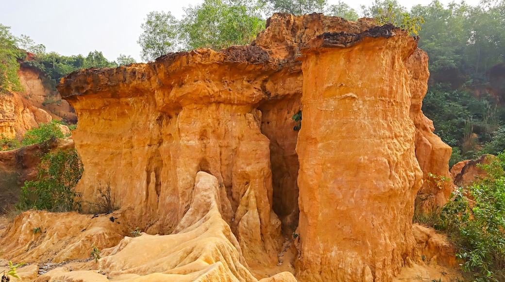 Wide view of the Gangani Grand Canyon, also known as Bengal’s Grand Canyon, located along the Shilabati River, Garhbeta, Midnapore, West Bengal, India.
