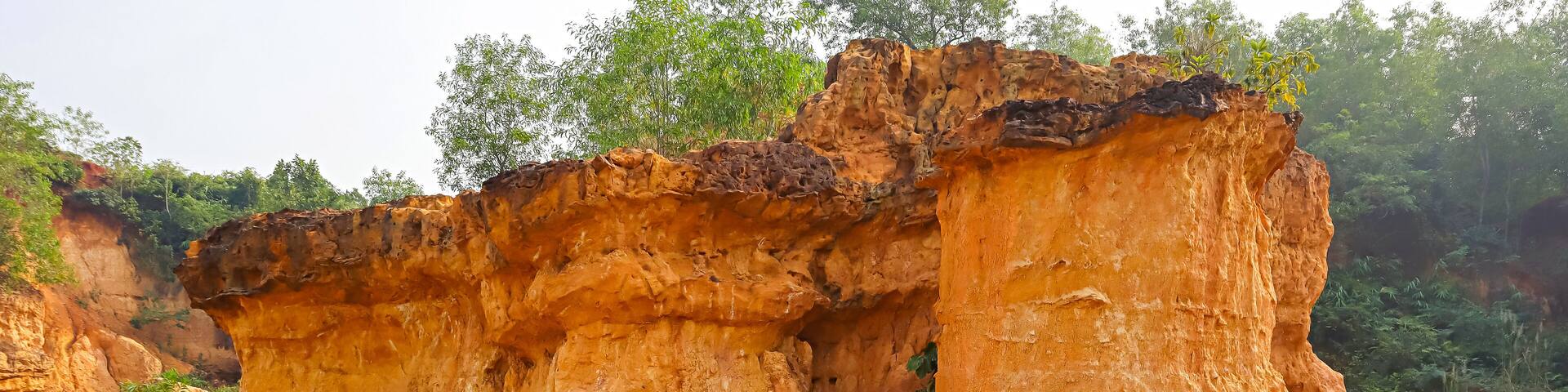 Wide view of the Gangani Grand Canyon, also known as Bengal’s Grand Canyon, located along the Shilabati River, Garhbeta, Midnapore, West Bengal, India.