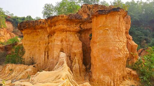 Wide view of the Gangani Grand Canyon, also known as Bengal’s Grand Canyon, located along the Shilabati River, Garhbeta, Midnapore, West Bengal, India.