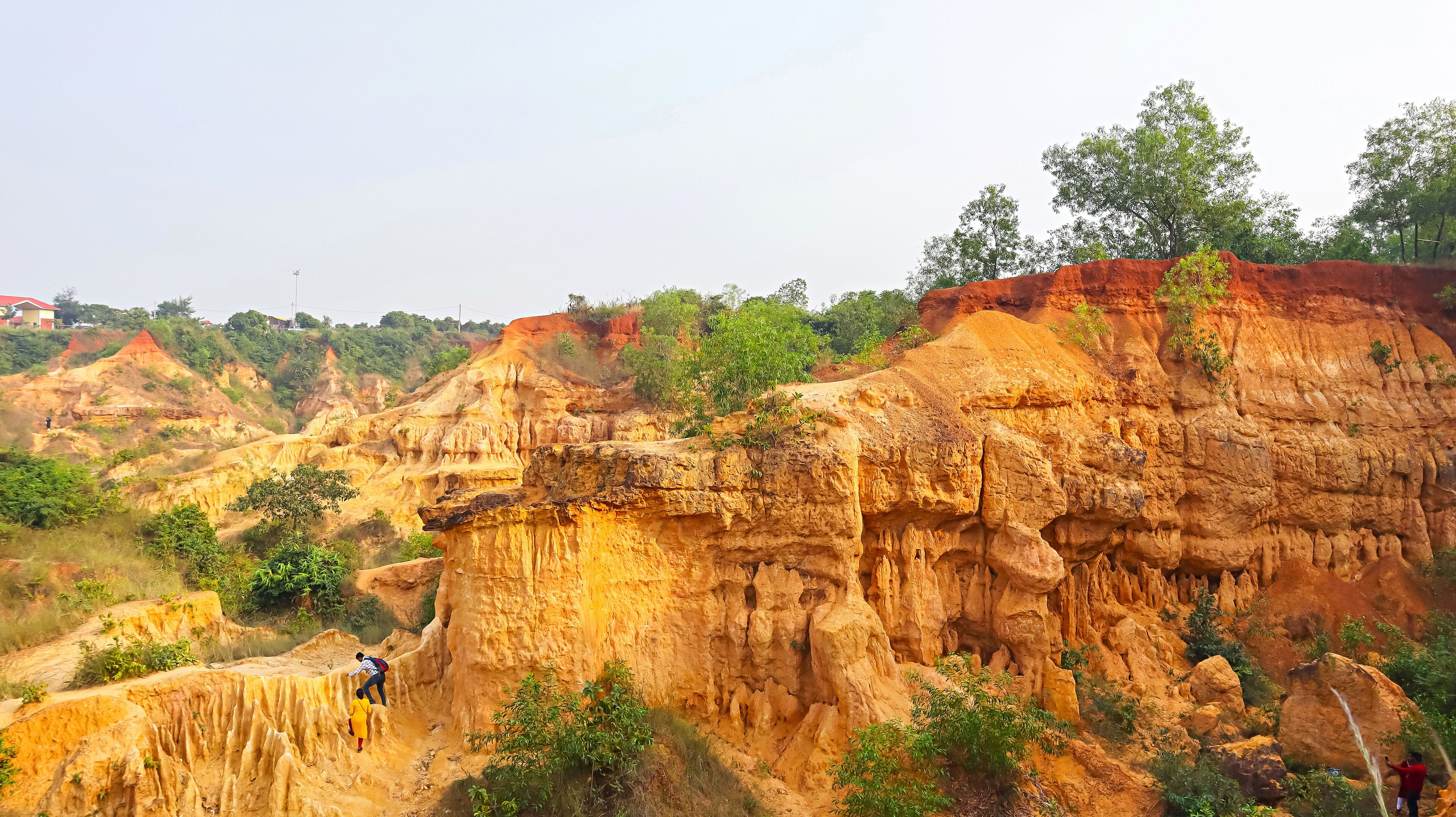 Panoramic view of Gangani Grand Canyon stretching along the Shilabati River, Garhbeta, Midnapore, West Bengal, India.