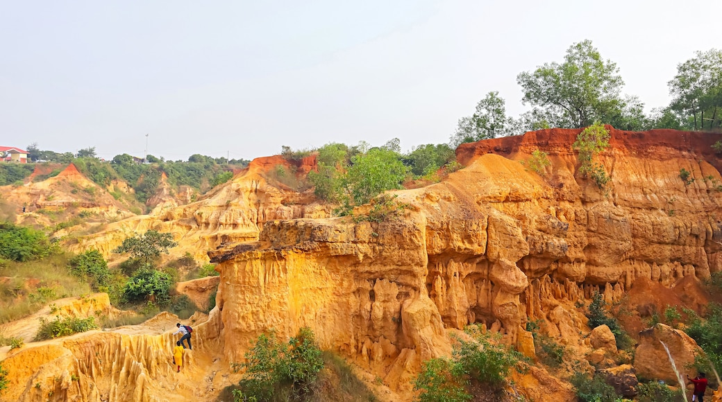 Panoramic view of Gangani Grand Canyon stretching along the Shilabati River, Garhbeta, Midnapore, West Bengal, India.