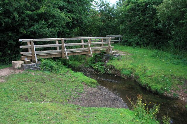 Over Golden Brook Standard design footbridge on the outskirts of Breaston.
