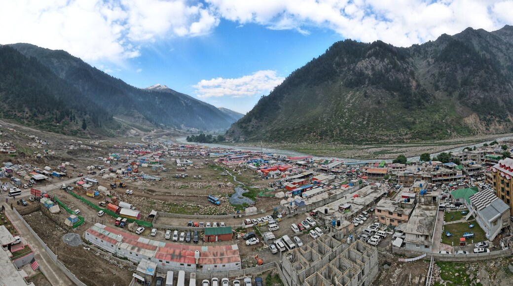 A 180-degree aerial shot of Naran, a popular tourist destination in the country that is getting overcrowded with each passing year.