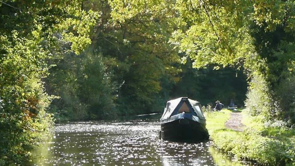 Staffordshire and Worcestershire Canal, Stourton, Staffordshire This spot is not quite as quiet and idyllic as it appears. The busy A449 road is a few metres off to the left behind the trees!