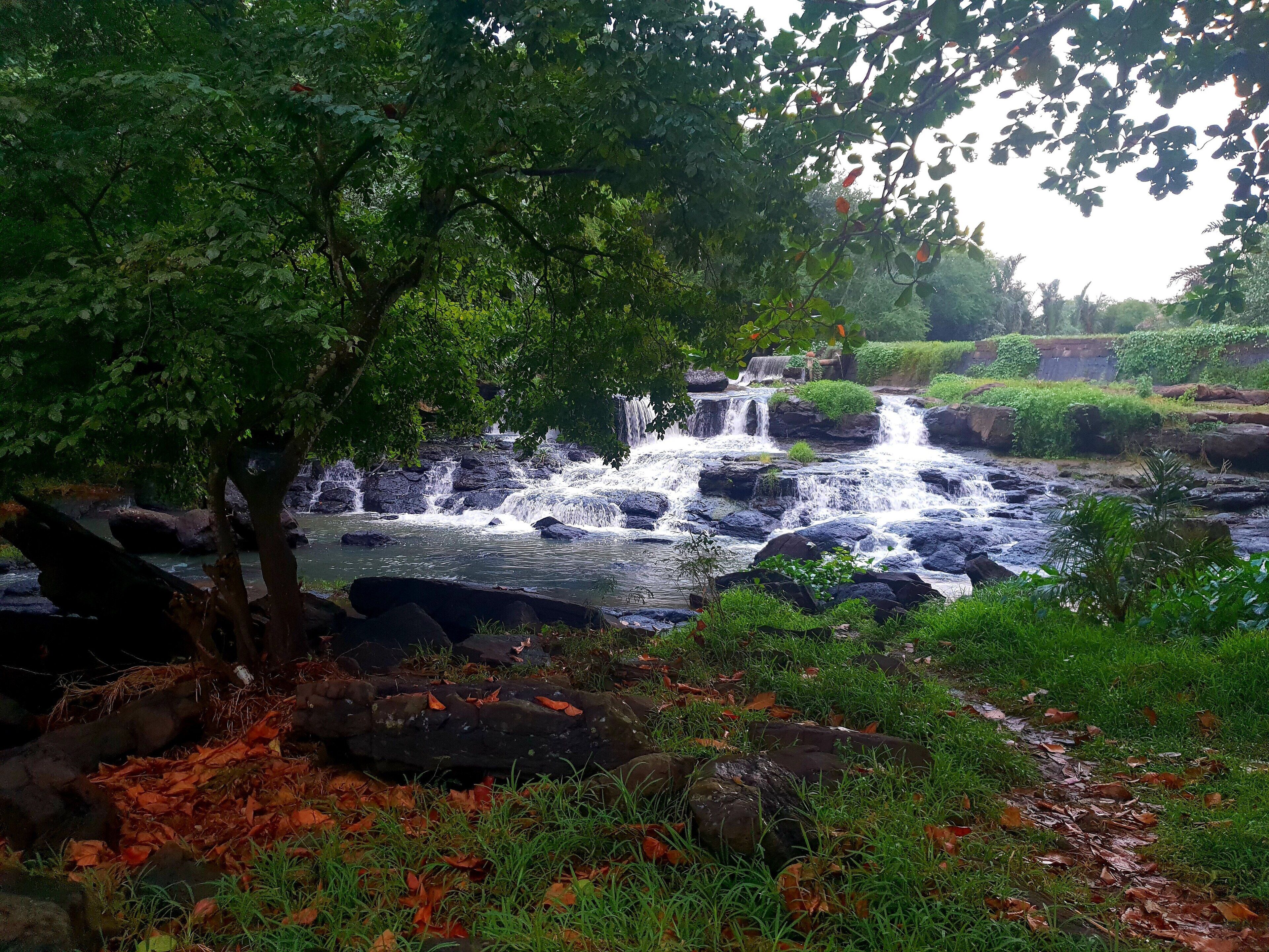 Beautiful waterfall in resort 