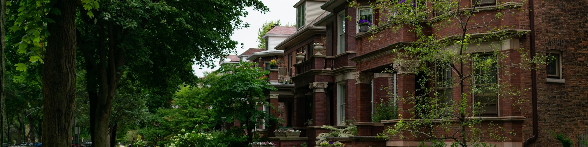 Row of Old Homes in Andersonville Chicago