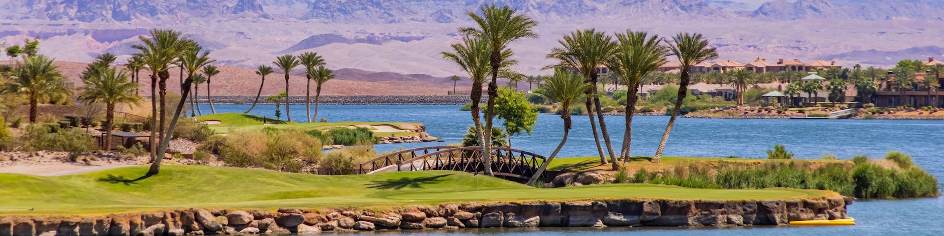 Sunny view of the lake landscape of Lake Las Vegas