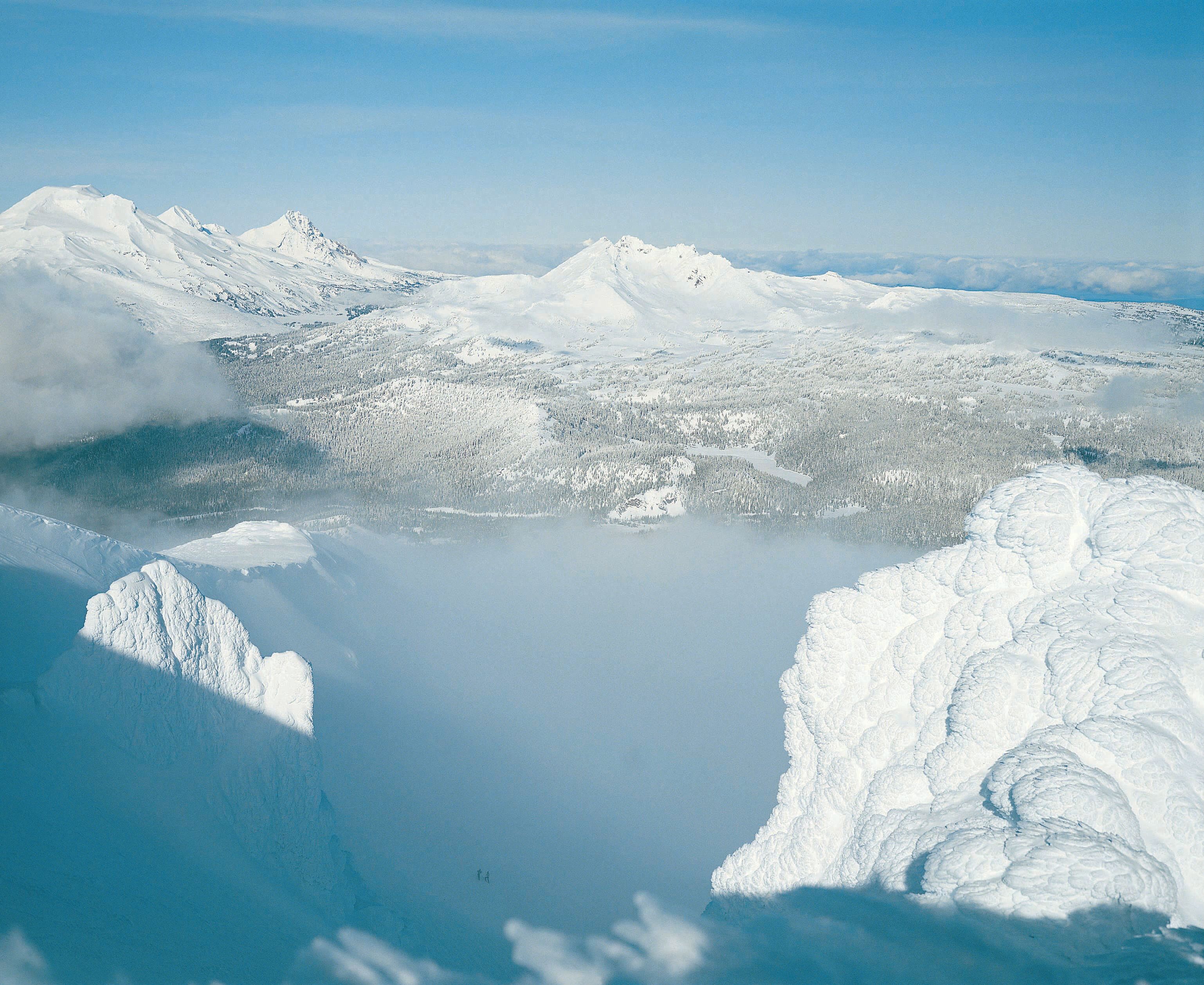 The Three Sisters and Broken Top, from summit of Mount Bachelor, Oregon, USA