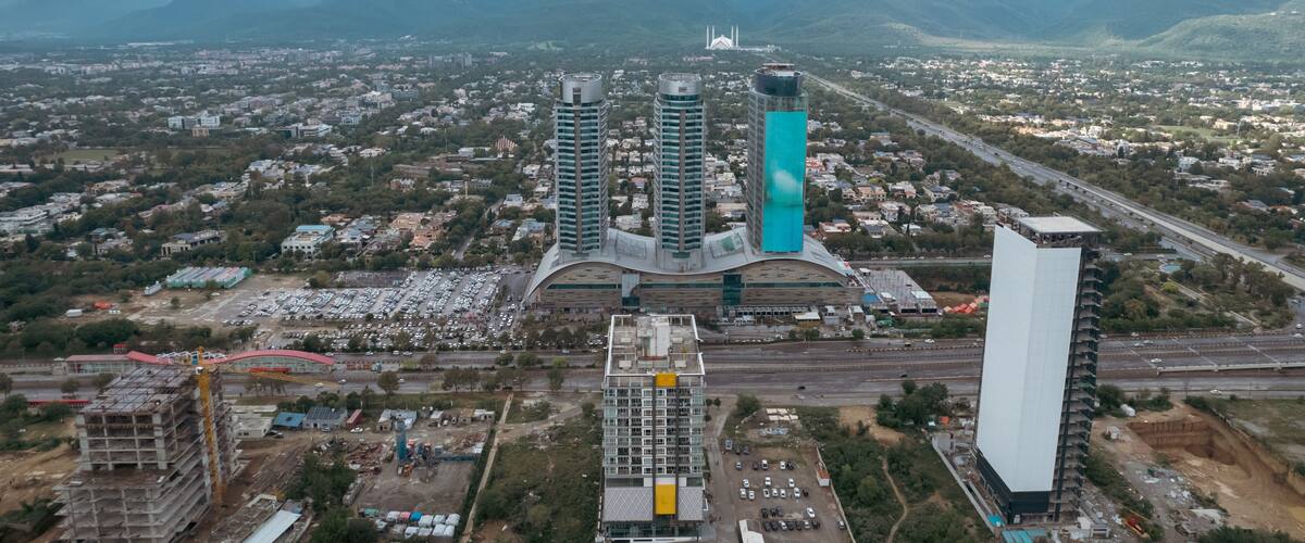 Aerial view of Centaurus Mall Islamabad Pakistan.