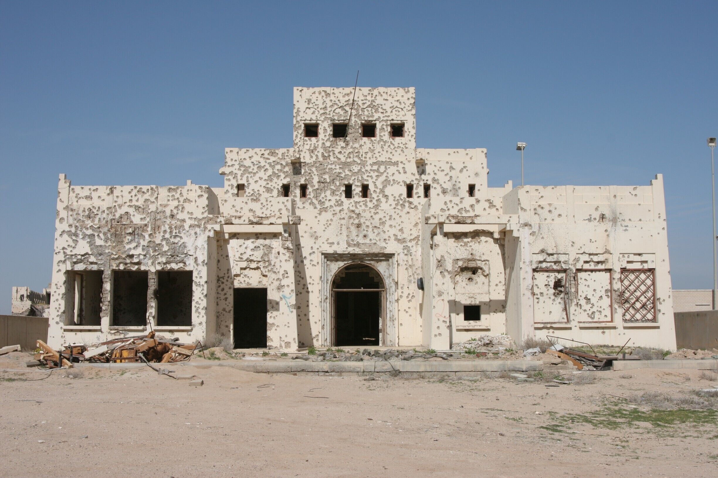 This was the bank on the island.  There was a burglar alarm hanging ironically from the wall.  Artillery fire was from the first gulf war.