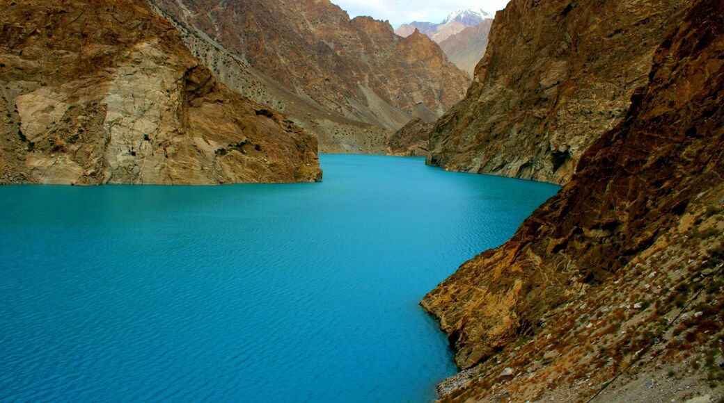 A wonderful blue water lake laying in the worlds highest mountain Karakoram range. Along the 8th wonder of the world Karakoram Highway.