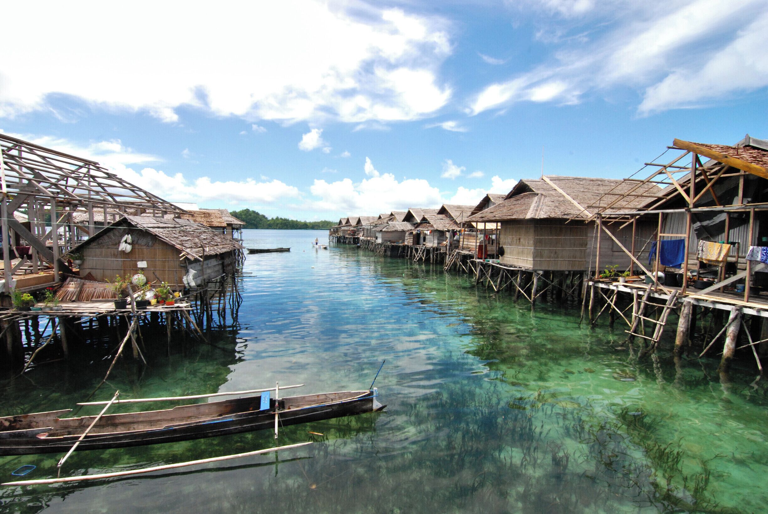 Visiting a Bajou village, home to a group of Bajou people, the "nomads of the sea" - Togian Islands, Sulawesi, Indonesia.