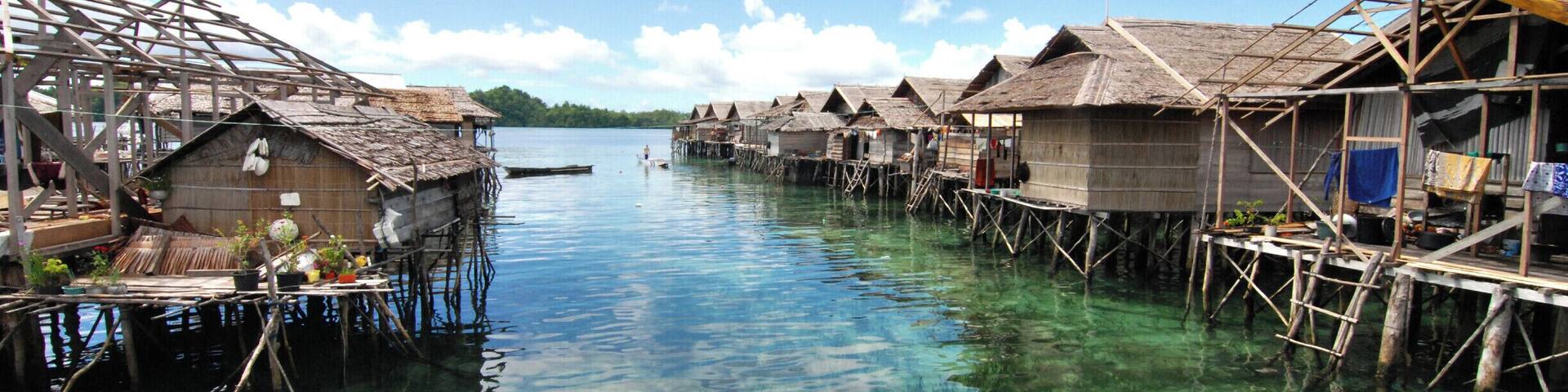 Visiting a Bajou village, home to a group of Bajou people, the "nomads of the sea" - Togian Islands, Sulawesi, Indonesia.