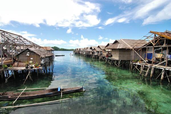 Visiting a Bajou village, home to a group of Bajou people, the "nomads of the sea" - Togian Islands, Sulawesi, Indonesia.