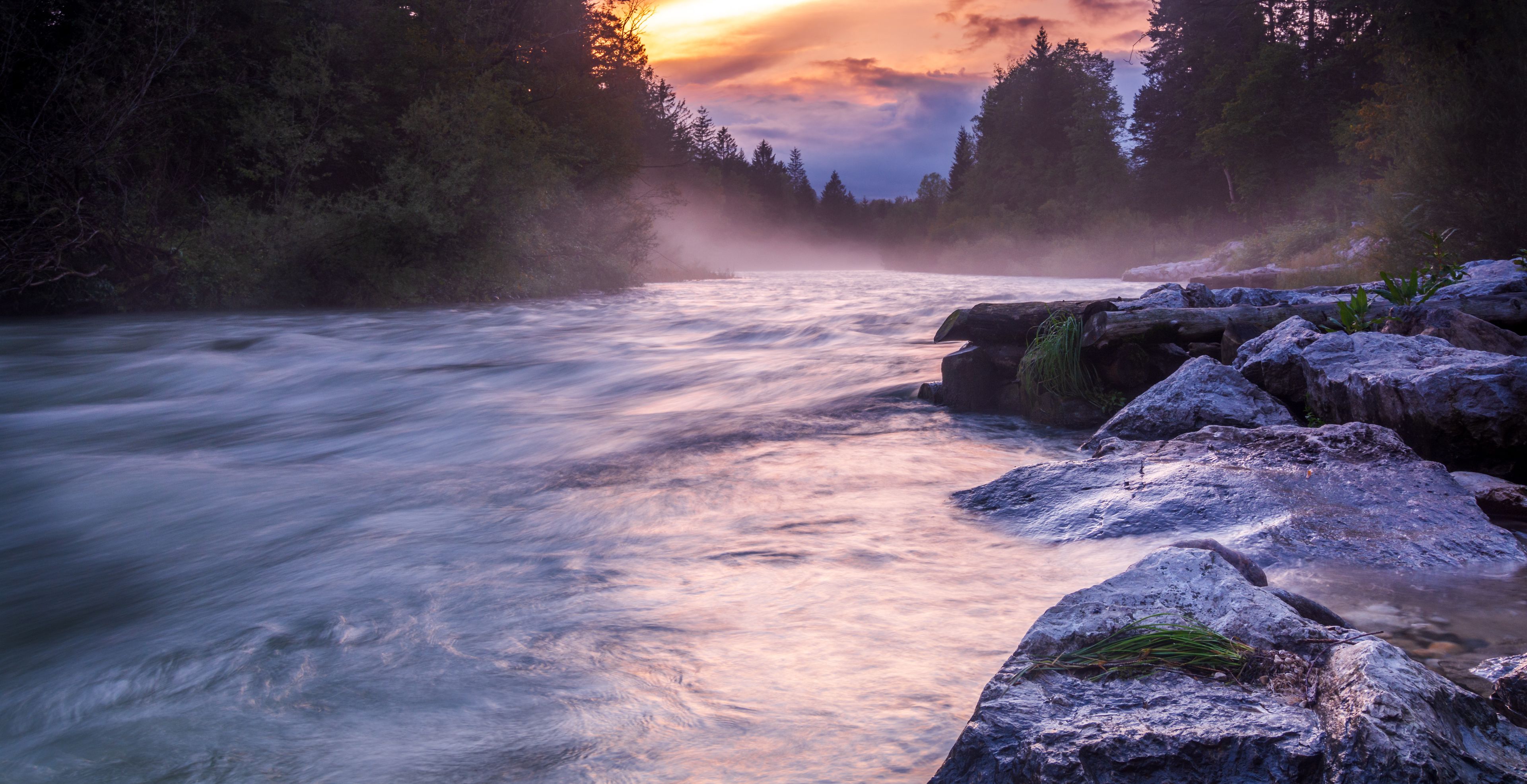 Sunset Over the Sava River in Slovenia