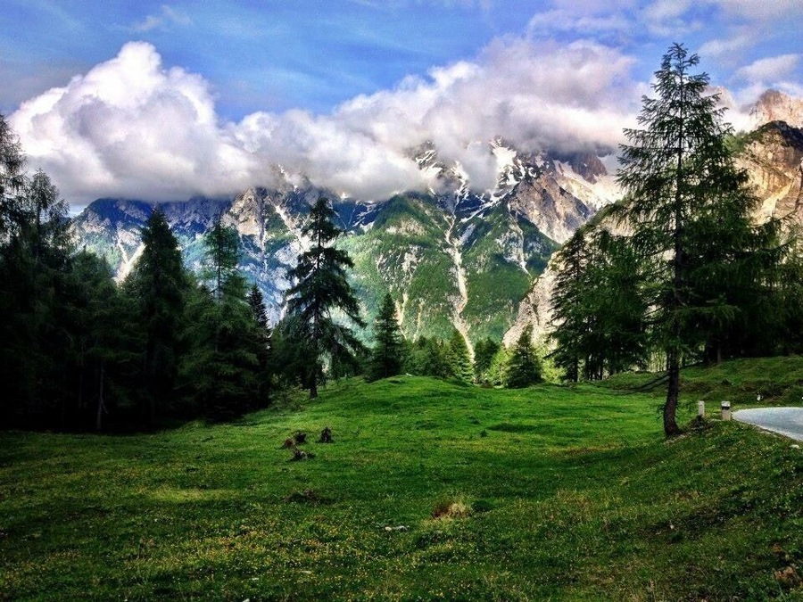 Driving through the mountains in Slovenia. June 2014