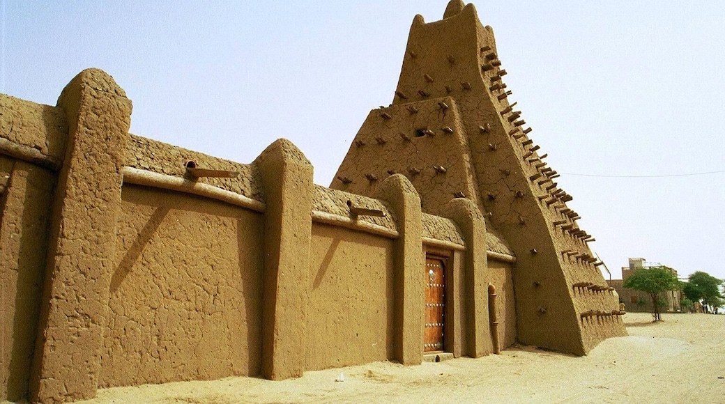 Sankoré Mosque. It was one of the jewels of Timbuktu, the base town of the Tuaregs of Mali. I think today doesn't look like this way anymore. Radical islamists destroyed part of their structure.