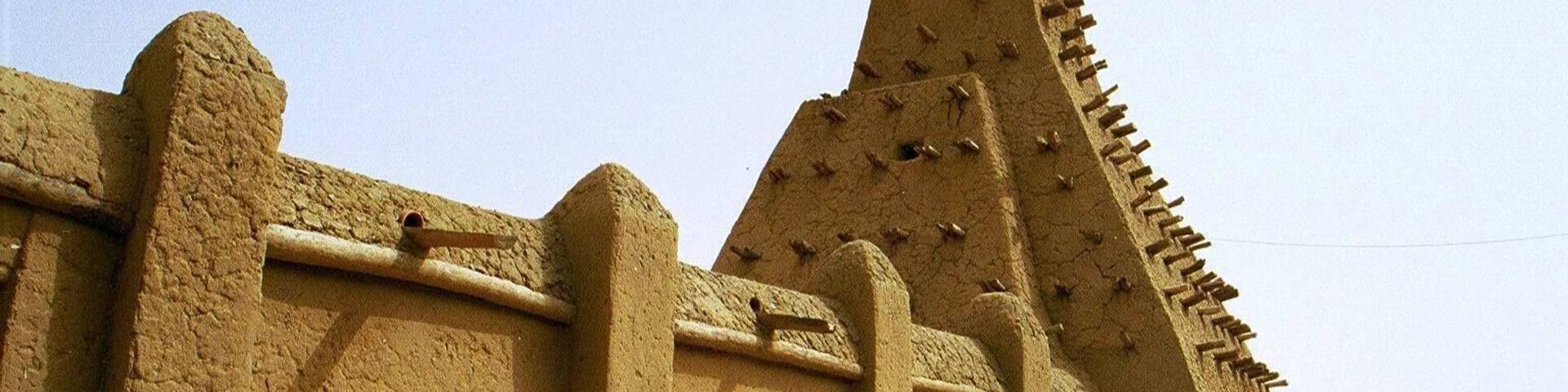 Sankoré Mosque. It was one of the jewels of Timbuktu, the base town of the Tuaregs of Mali. I think today doesn't look like this way anymore. Radical islamists destroyed part of their structure.