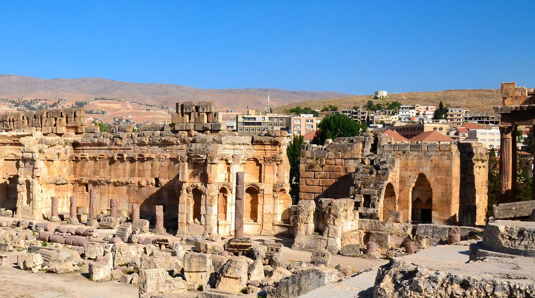 Baalbek or Heliopolis Roman ruins, the fertile Bekaa Valley in eastern Lebanon