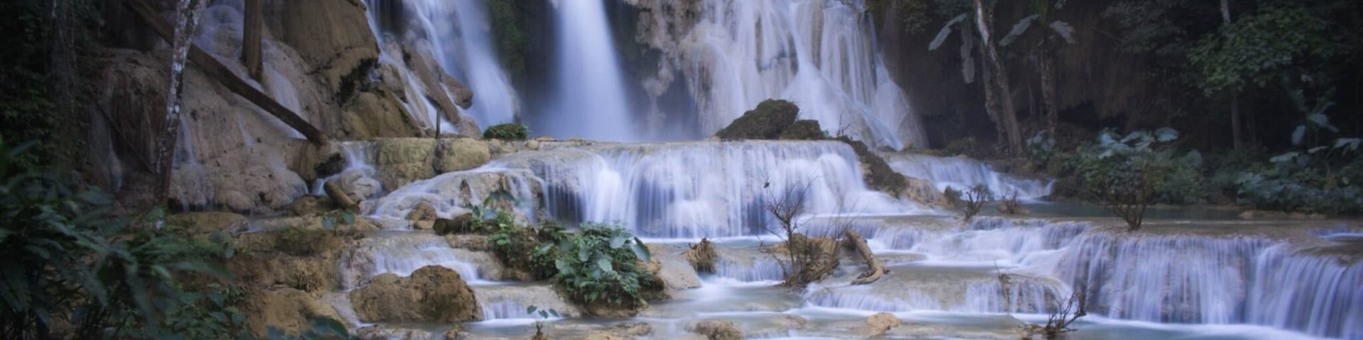 Top water fall at Kuang Si falls. Shot with canon long exposure no tripod.