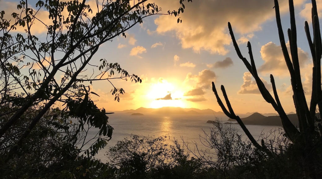 Start this gravel road from the Peter Island resort marina and hike past two windmills on your way up to a beautiful sunset view.