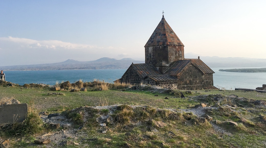 The scenery of monasterySevanavank with blue water at back is so beautiful. The views of the lake are breathtaking.🙂#Adventure