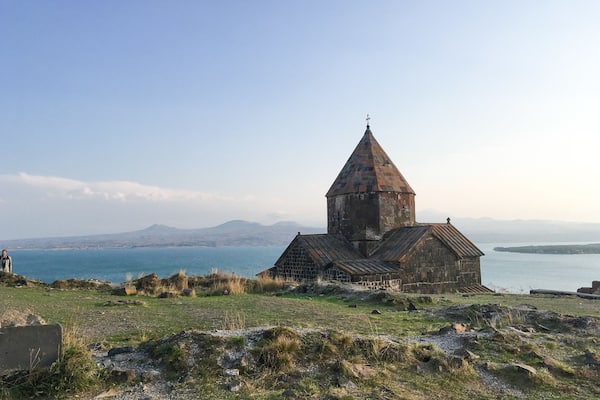 The scenery of monasterySevanavank with blue water at back is so beautiful. The views of the lake are breathtaking.🙂#Adventure