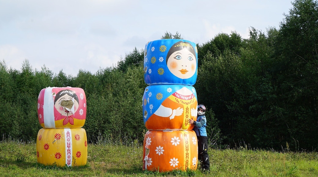 Just about the only thing I could find to take a picture of in Belarus. Bales of hay nicely wrapped.
