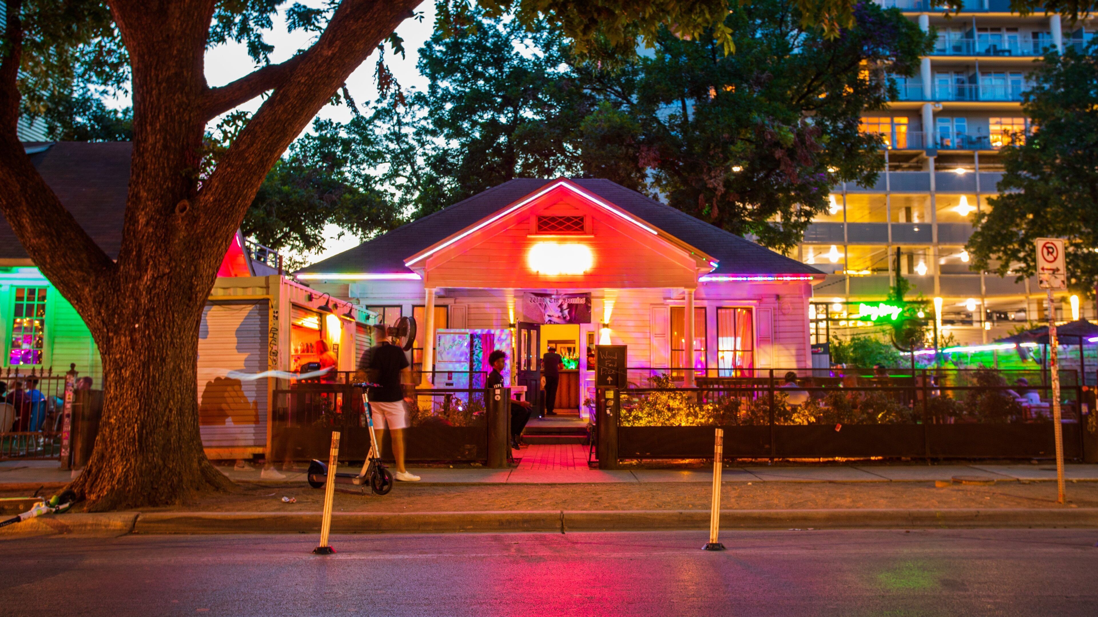 Rainey Street featuring night scenes and nightlife