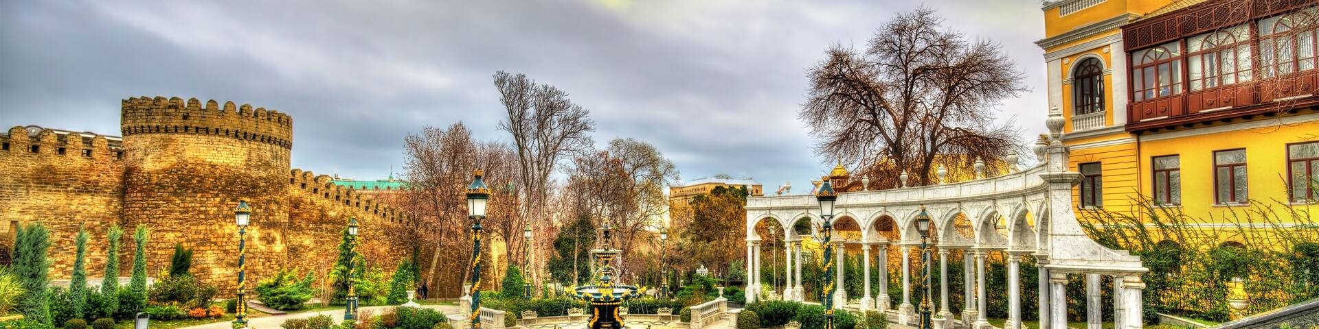 Fountain in Philarmonic gardens of Baku