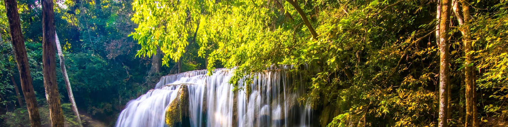 Erawan Waterfall in National Park, Thailand,Blue emerald color waterfall