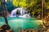 Erawan Waterfall in National Park, Thailand,Blue emerald color waterfall