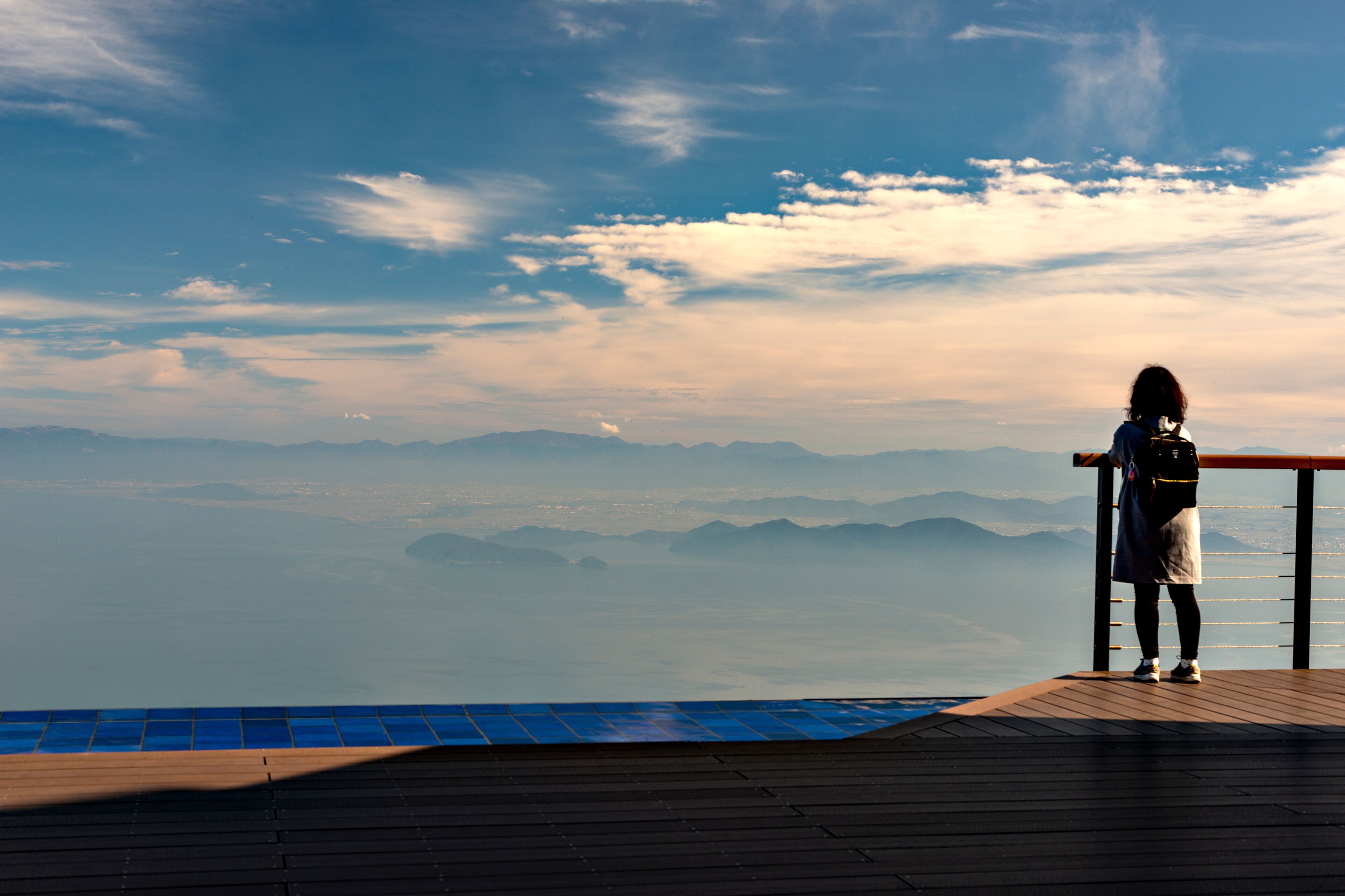 View of lake Biwa from the top of Mount Uchimi in Otsu city, Shiga prefecture, Japan