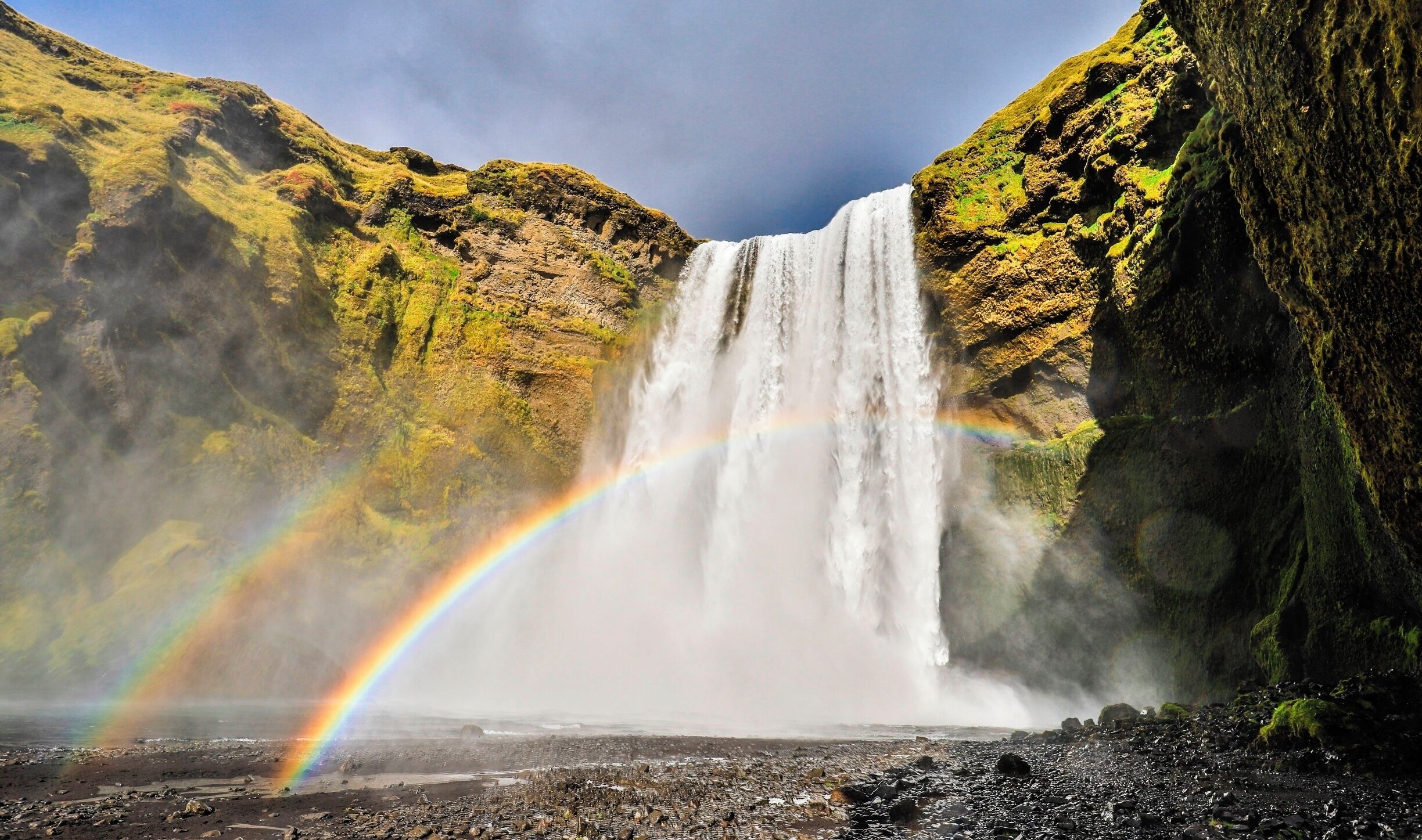 The Skógafoss waterfall is one of the waterfalls situated at the south coast of Iceland. It's lucky to see double rainbow during my visit in October 2017. 