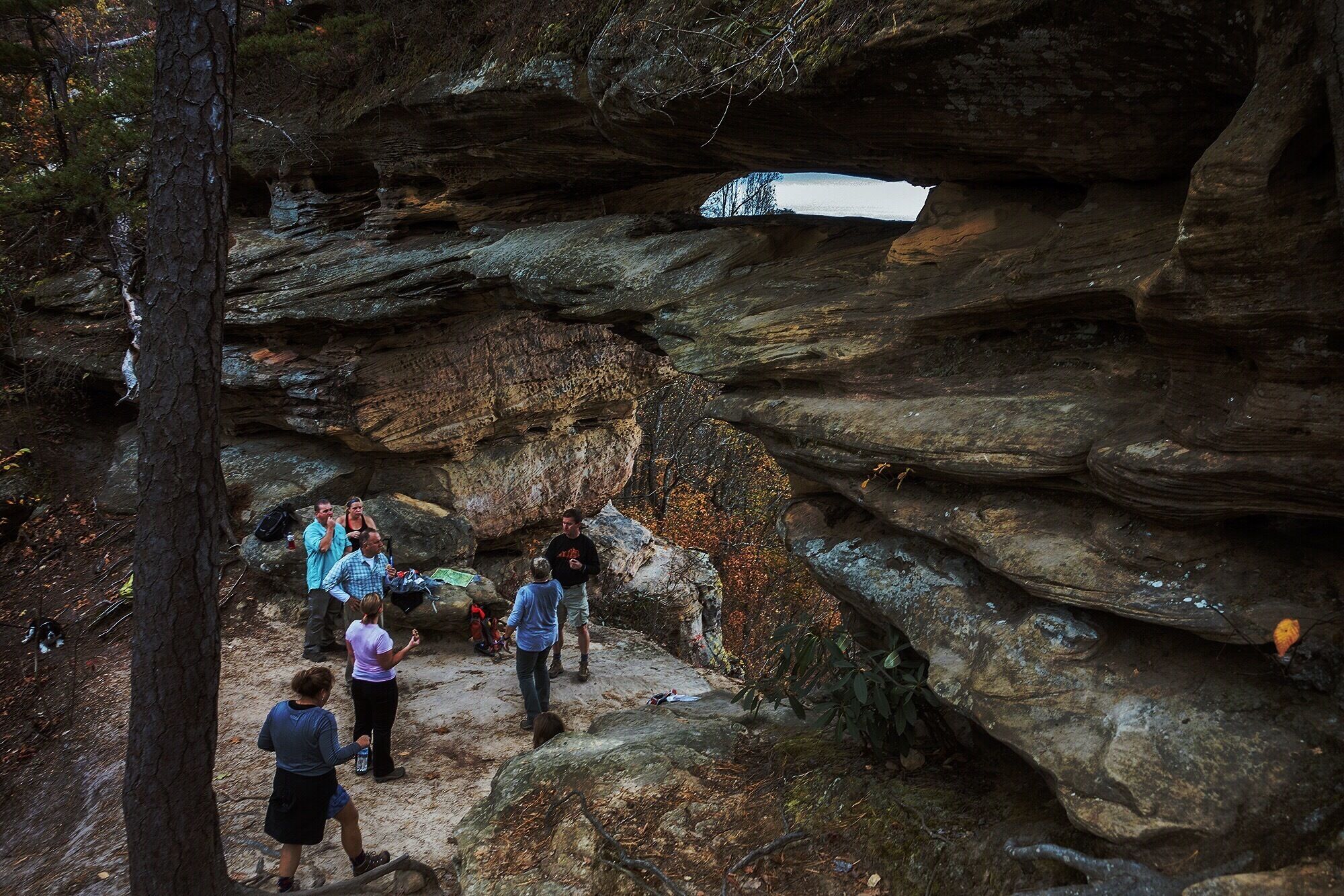 Double arch is one of many arches and beautiful hikes you can take within the gorge. The larger arch is just below a narrow arch just a few feet high and about 15 feet wide. 

The hike takes you along the walls of the gorge carved out by water. We took a loop trail, a nice 10 mile hike that takes you from the ridge of the gorge through the Meadows and across and up the other cliff to view the gorge from both sides. 