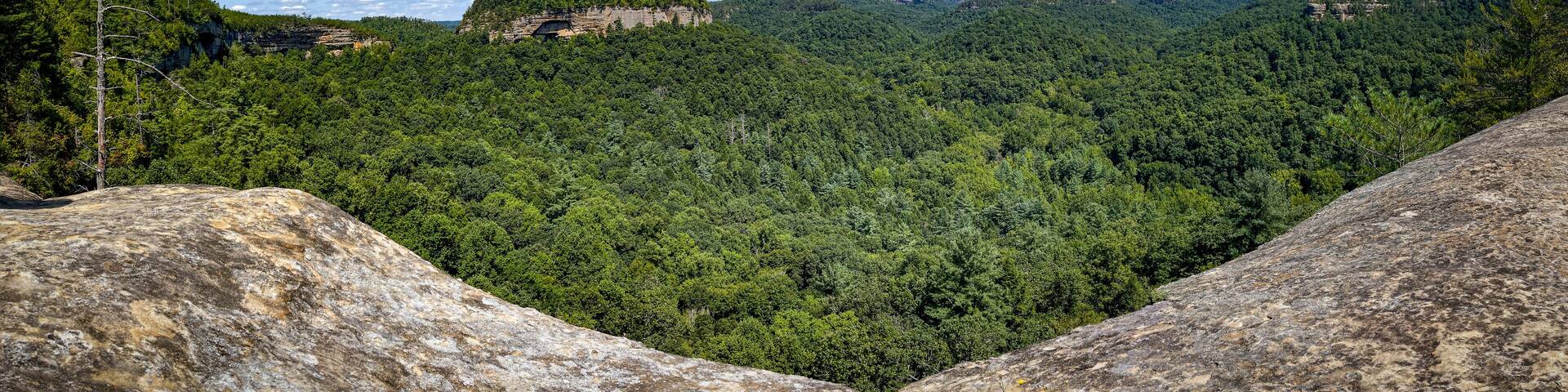 A view of rock formations such as Chimney Rock in Red River gorge area in Kentucky