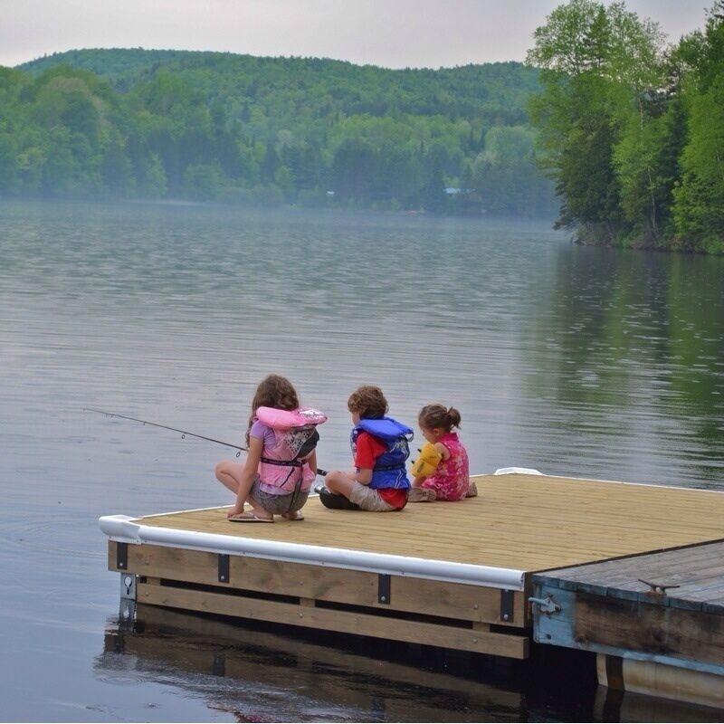 Gone fishing!  Taking some to chill on the dock and try their luck to catch a fish or two in Lac la Croche.  Matina accessible via camping Lac et Foret  - this place is a mini paradise. 