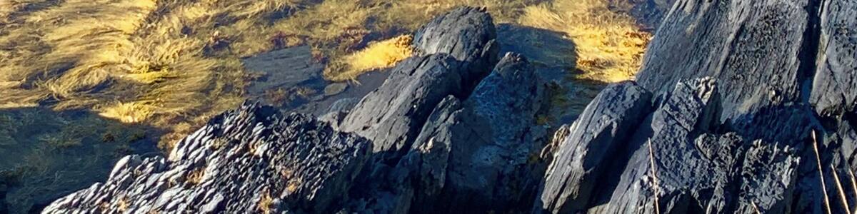 Boat in a cove at Blue Rocks, Nova Scotia near Lunenburg.