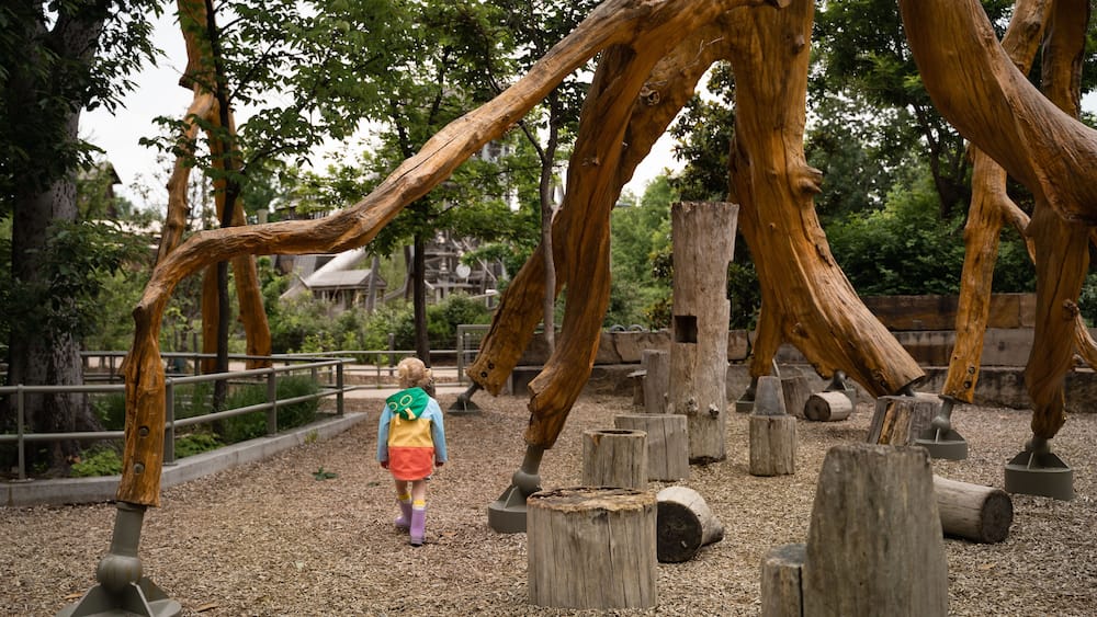 Child Exploring Adventure Playground At Gathering Place In Tulsa