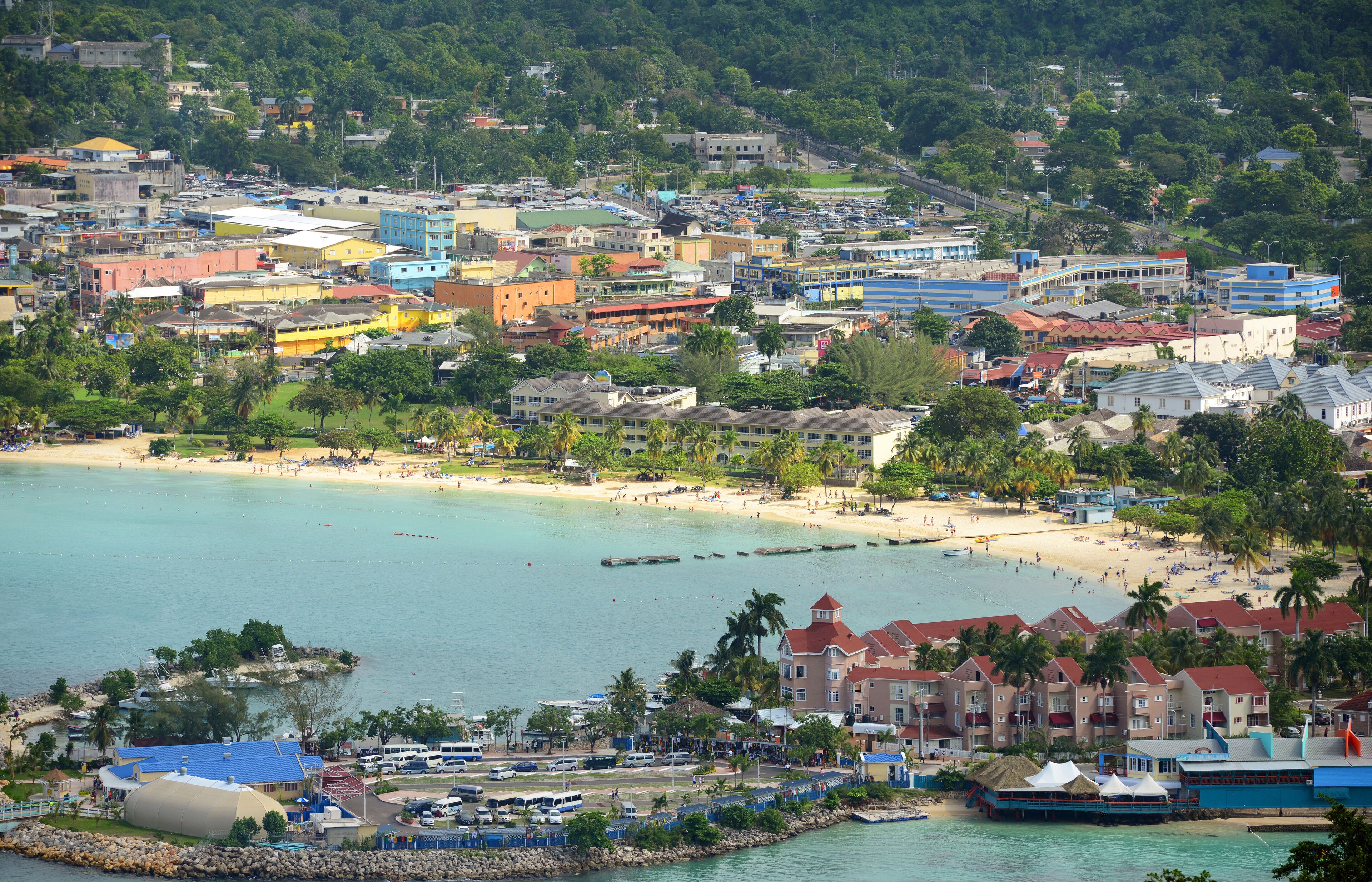 Ocho Rios aerial view from the top of Mystic Mountain