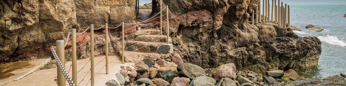 Ballystrudder featuring general coastal views and rugged coastline