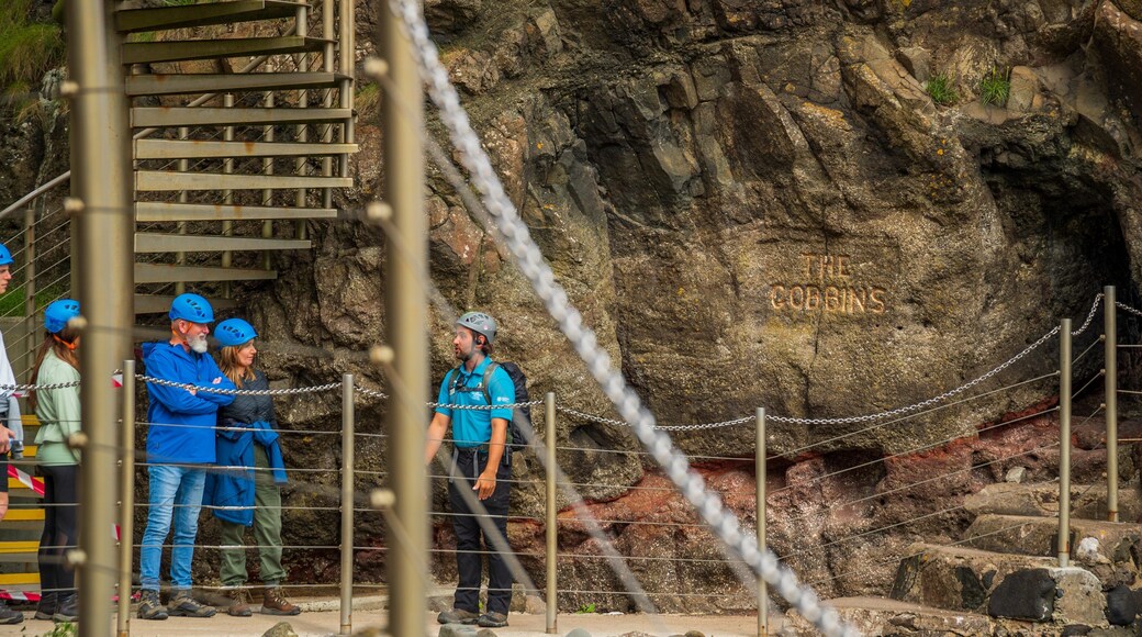 The Gobbins featuring hiking or walking as well as a small group of people