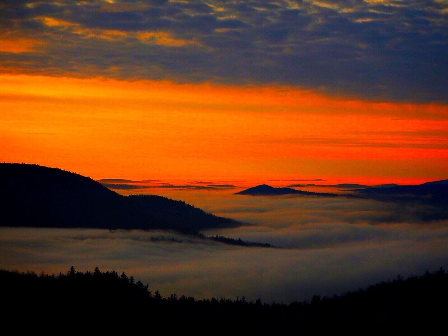November sunrise from 1800 feet above sea level in Western Maine on "The Pinnacle"  Mountain 