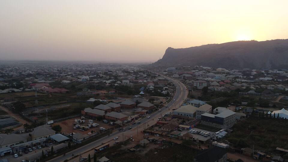 Drone photo of sunset in Kubwa, Abuja Nigeria