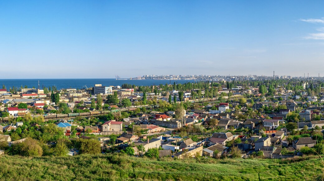 Panoramic top view of the industrial district of Odessa, Ukraine