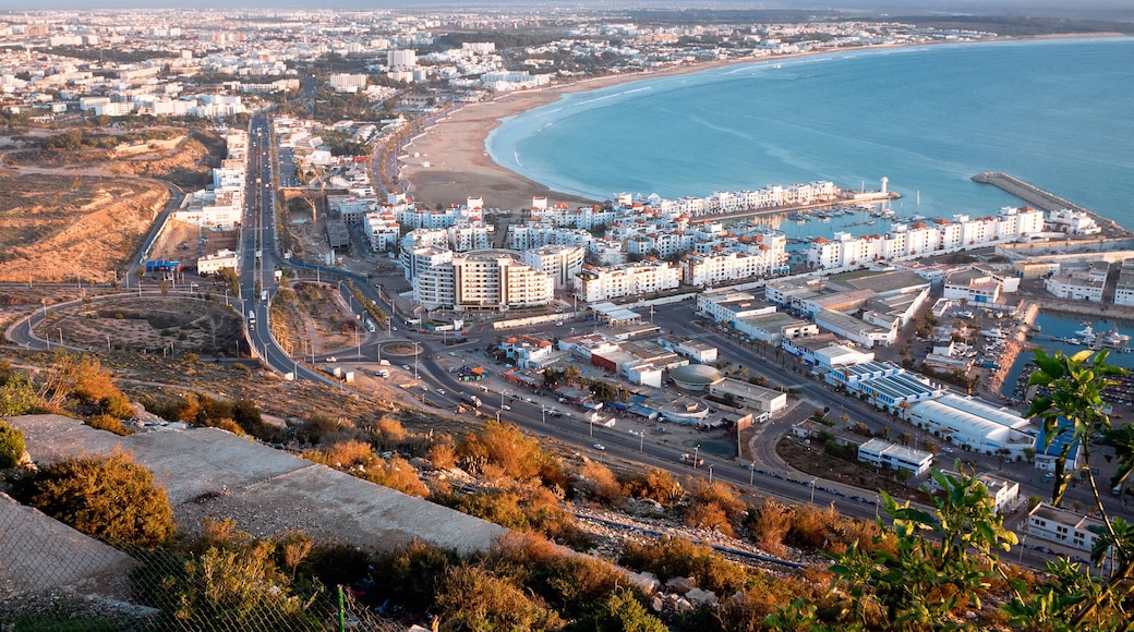 Morocco, view beach and marina of Agadir