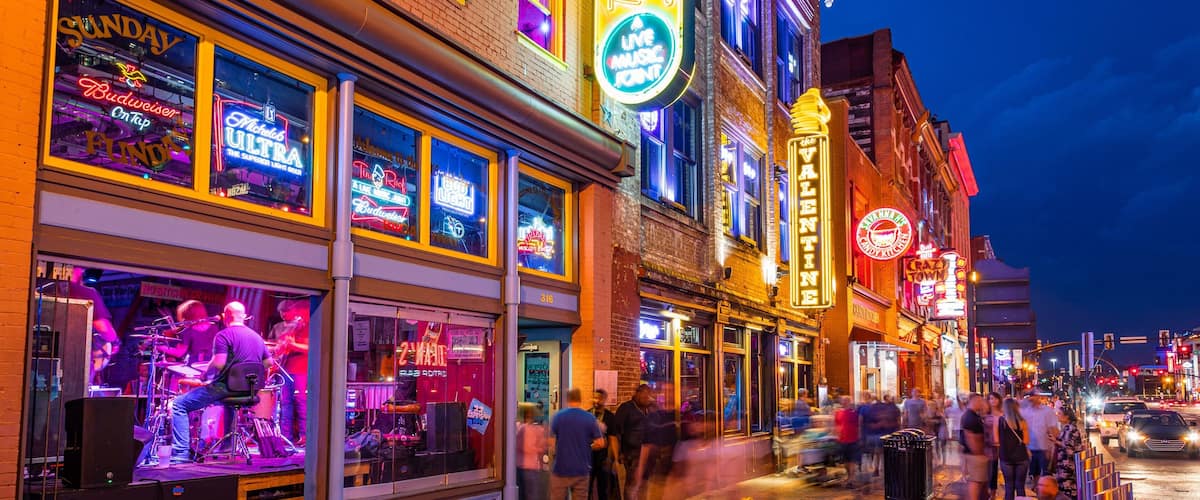 Nashville Broadway showing night scenes, nightlife and street scenes