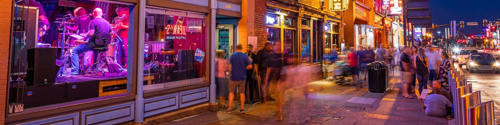 Nashville Broadway showing night scenes, nightlife and street scenes